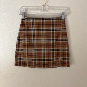 brandy melville plaid orange mini skirt